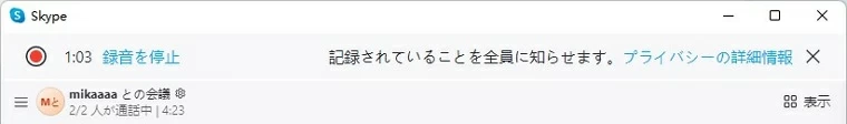 Skypeの内蔵録画機能